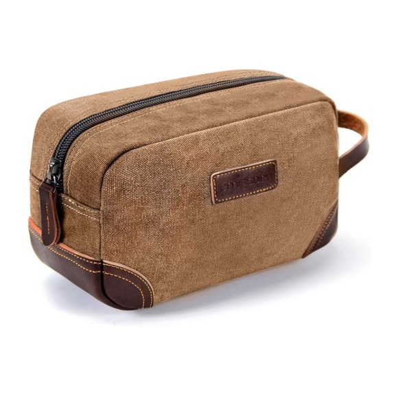 Emissary Men's Toiletry Bag, Leather and Canvas Travel Toiletry Bag. - Picture 1 of 13